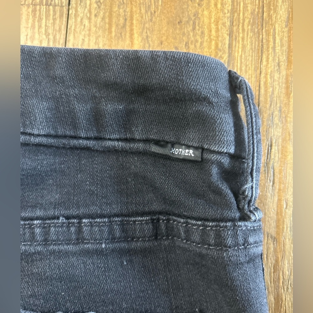 MOTHER  Black Skinny Jeans High-Rise Looker Jeans in Miss Moody Two Shoes Racer - Picture 9 of 13